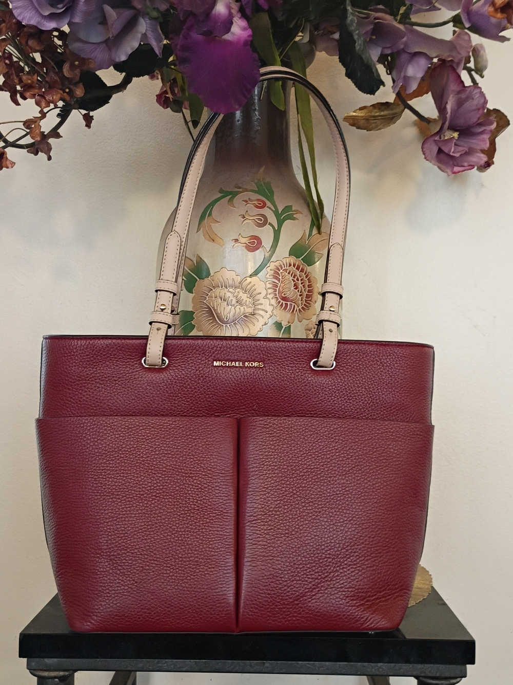 Michael Kors Bedford Medium Burgundy Leather Top Zip Tote